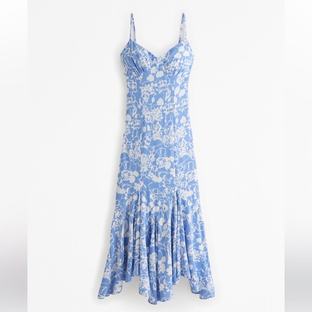 Abercrombie and Fitch Blue Mermaid Slip Maxi Dress Size Medium Petite